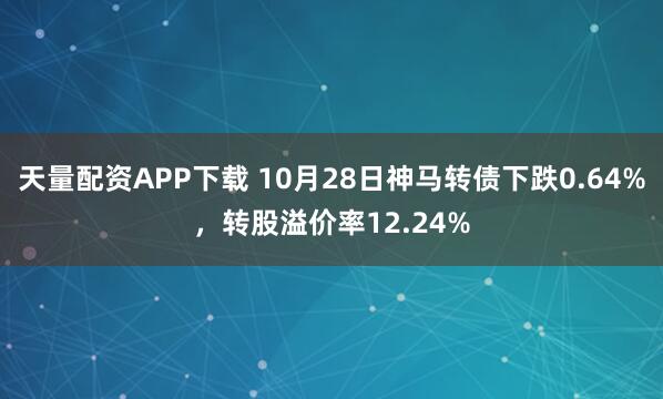 天量配资APP下载 10月28日神马转债下跌0.64%,转股溢价率12.24%